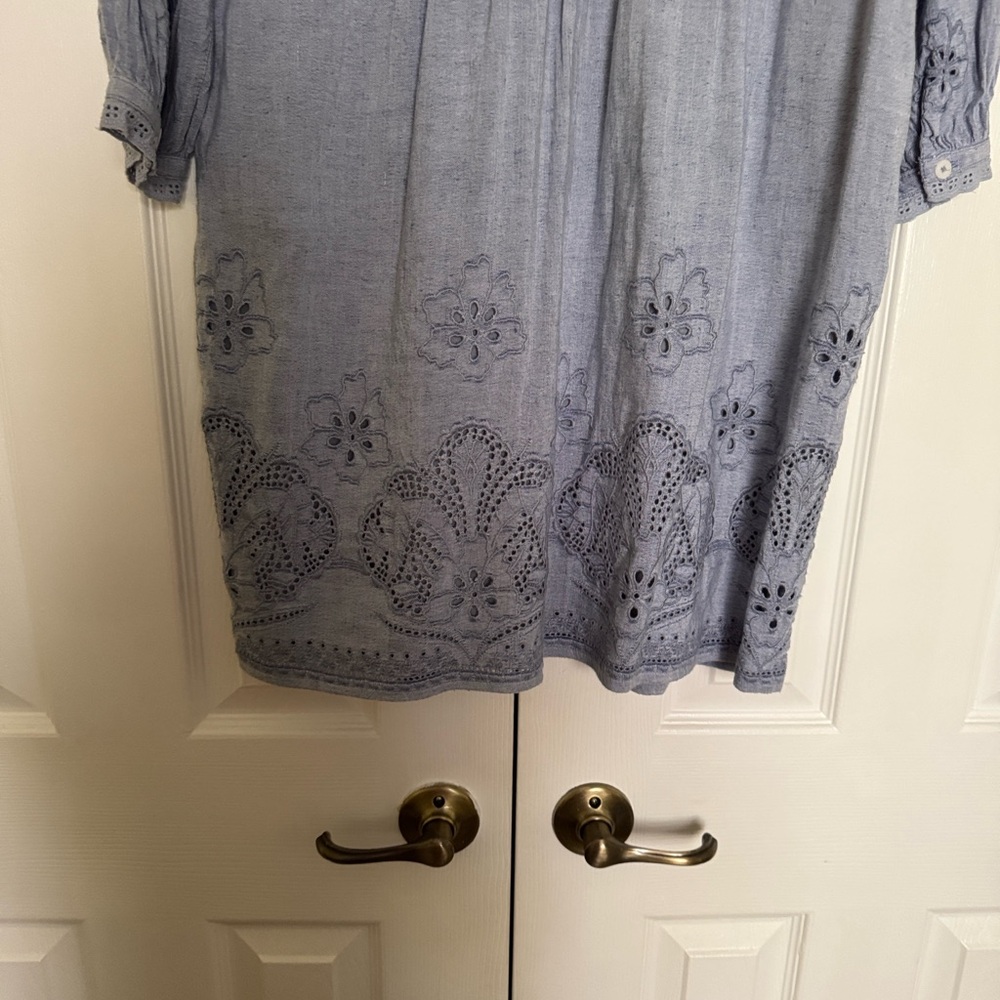 Tommy Bahama St. Lucia Split Neck Linen-blend Dress In Blue - Picture 9 of 10